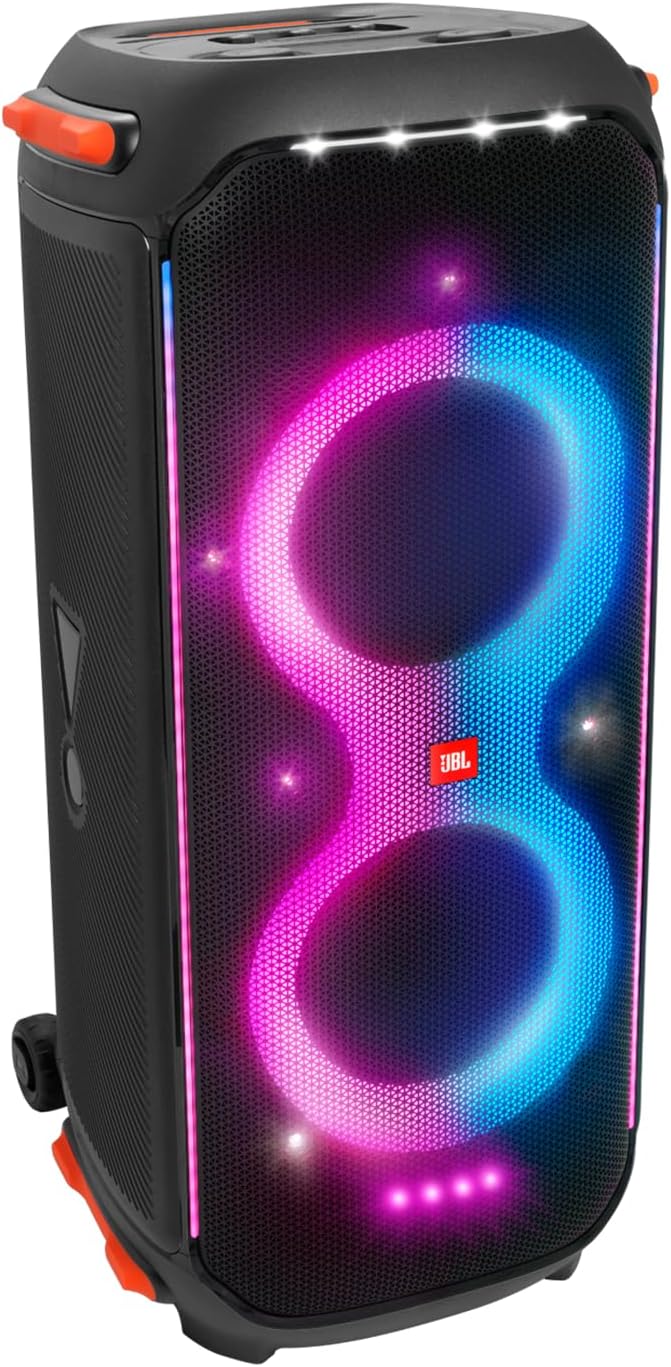JBL PartyBox 710 -Party Speaker with Powerful Sound, Built-in Lights and Extra Deep Bass, IPX4 Splash Proof, App/Bluetooth Connectivity, Made for Everywhere a Handle Wheels (Black) image 1