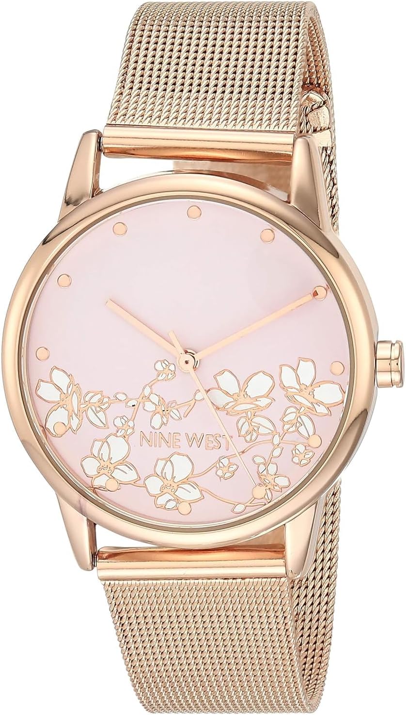 Nine West Women's Rose Gold-Tone Mesh Bracelet Watch, NW/2428FLRG image 1
