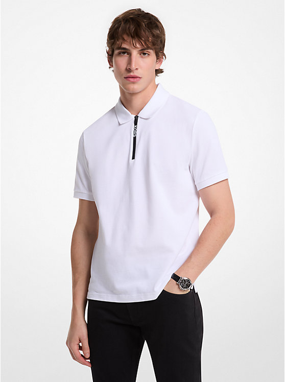 Cotton Zip-Up Polo Shirt image 1