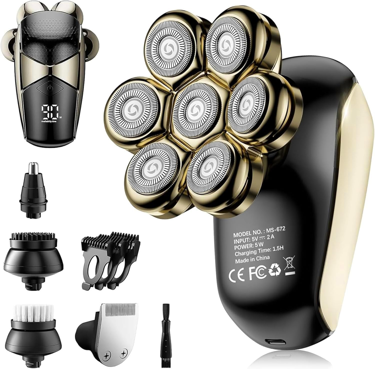 Head Shavers for Bald Men: 5-in-1 Electric Razor - IPX7 Waterproof Shaving Grooming Kit for Balder - Turbo Speed & Precision Blades image 1