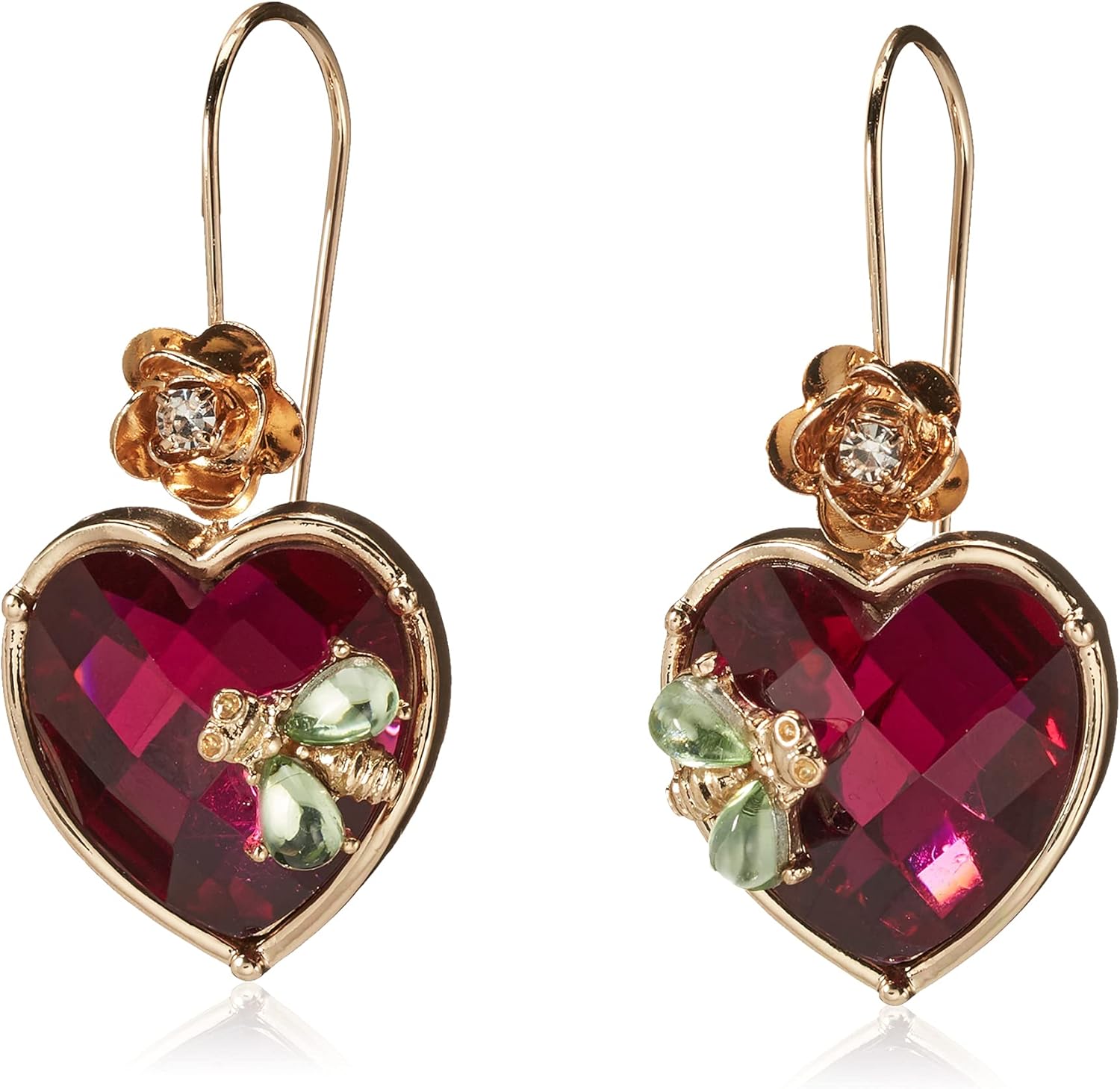 Betsey Johnson Womens Stone Heart Dangle Earrings image 1