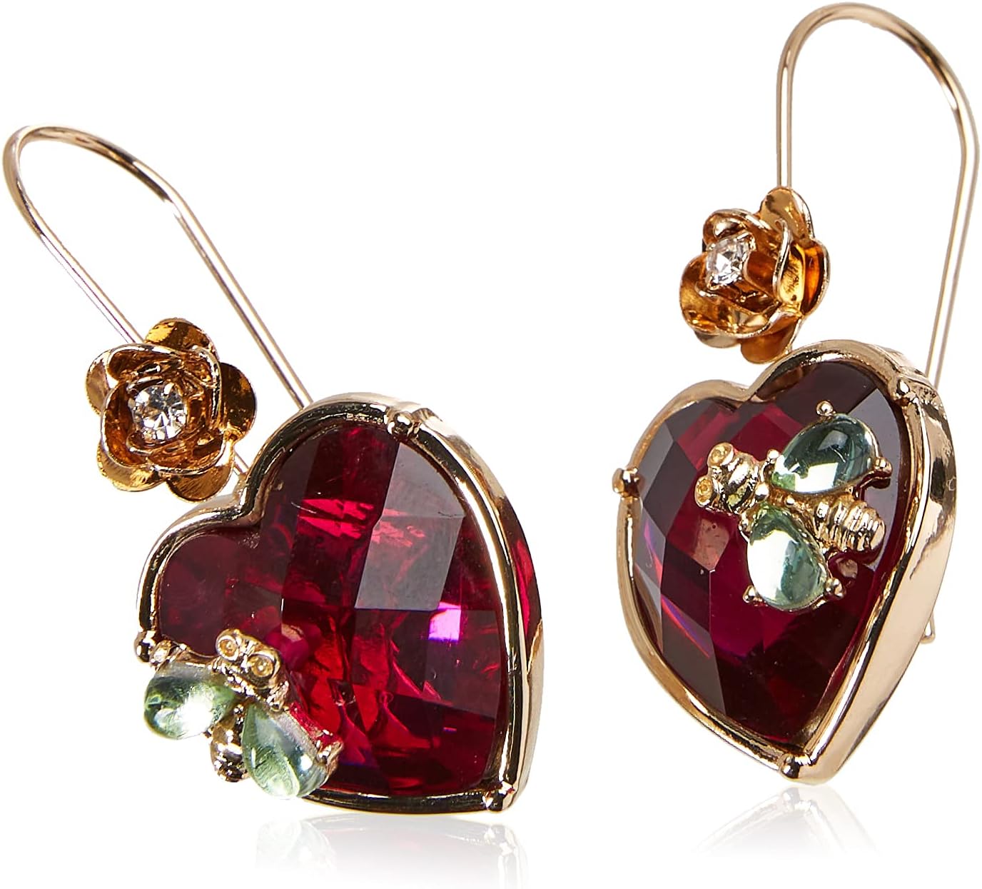 Betsey Johnson Womens Stone Heart Dangle Earrings image 2