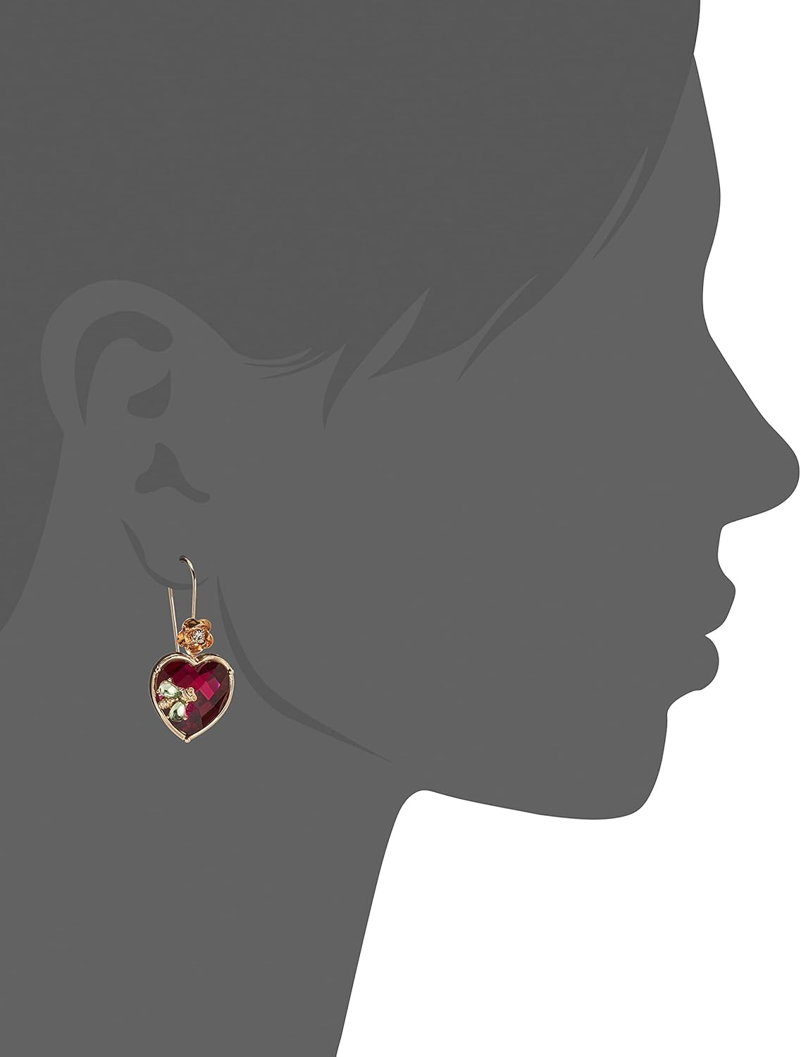 Betsey Johnson Womens Stone Heart Dangle Earrings image 3