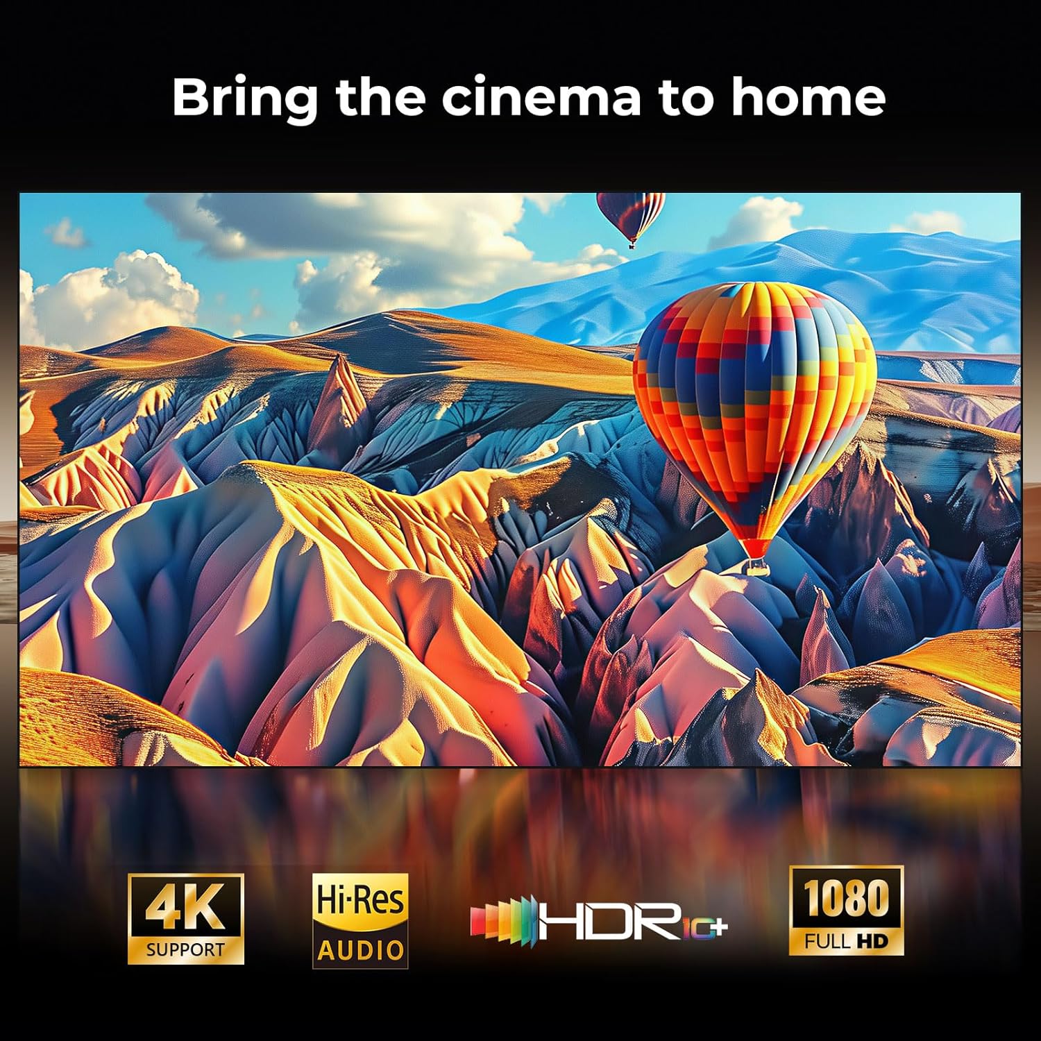 [1200 ANSI/Google Store/Voice Control] 4K Outdoor Smart Projector with WiFi6 and Bluetooth, 10,000+ Apps, Portable Proyector, Sovboi 1080P Audio Phone Movie Home [180° Stand & 300 ''Display] image 4