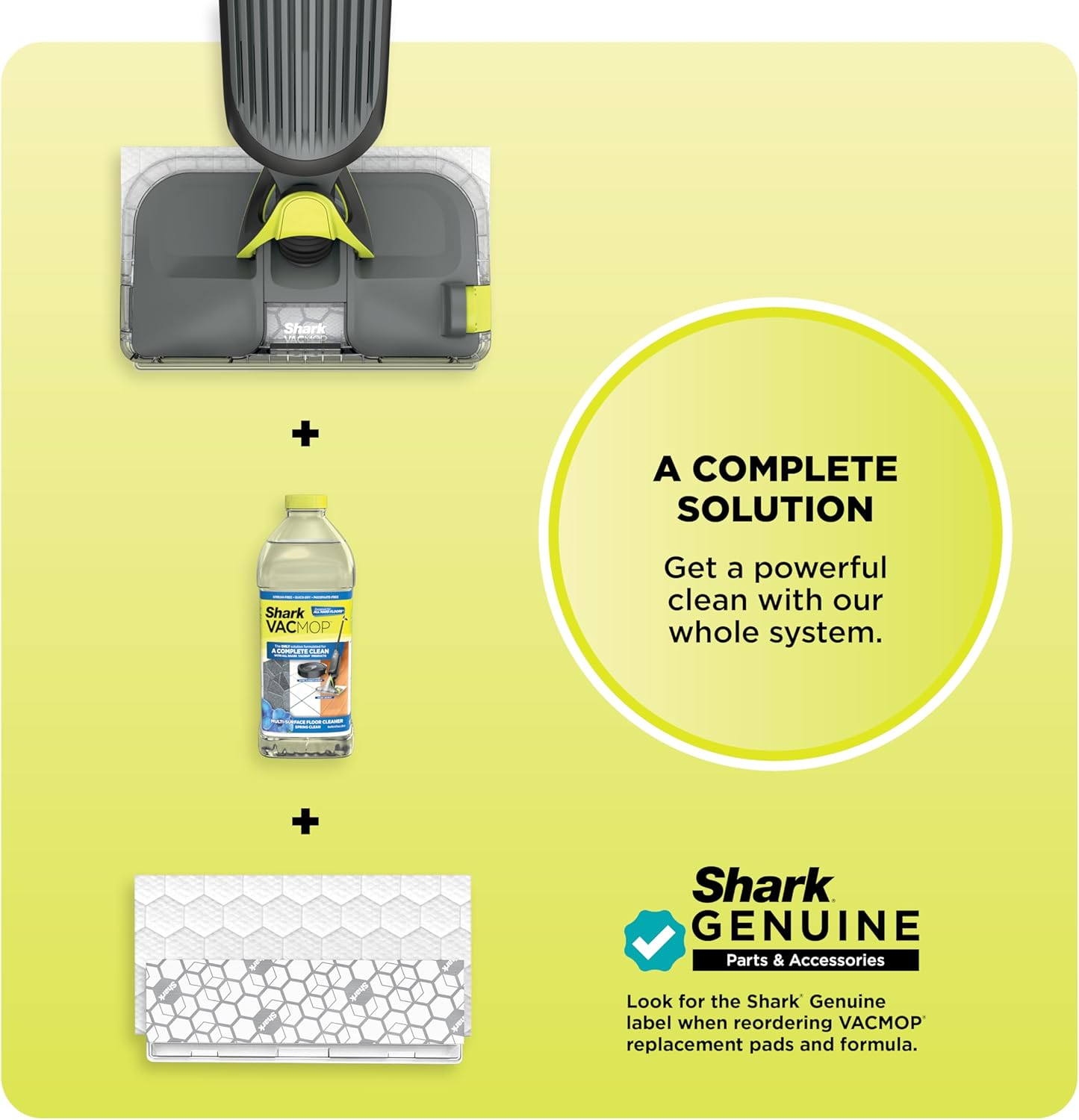 Shark VACMOP Pro Cordless Hard Floor Cleaner, Vacuum and Spray Mop, Powerful Suction, Lightweight, LED Headlights, Includes 4 Disposable Pads, 12oz Multi-surface Cleaning Solution, Gray, VM252 image 6