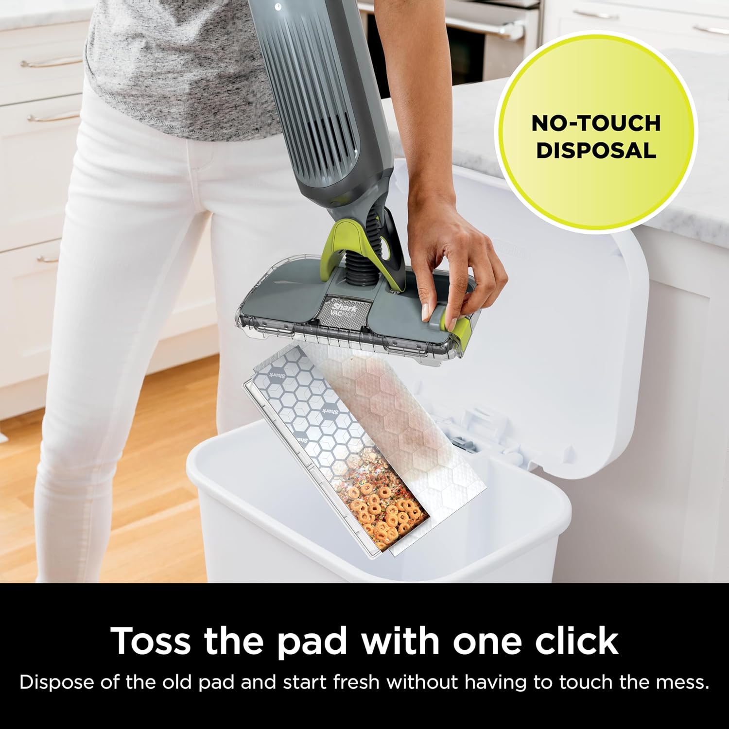Shark VACMOP Pro Cordless Hard Floor Cleaner, Vacuum and Spray Mop, Powerful Suction, Lightweight, LED Headlights, Includes 4 Disposable Pads, 12oz Multi-surface Cleaning Solution, Gray, VM252 image 7
