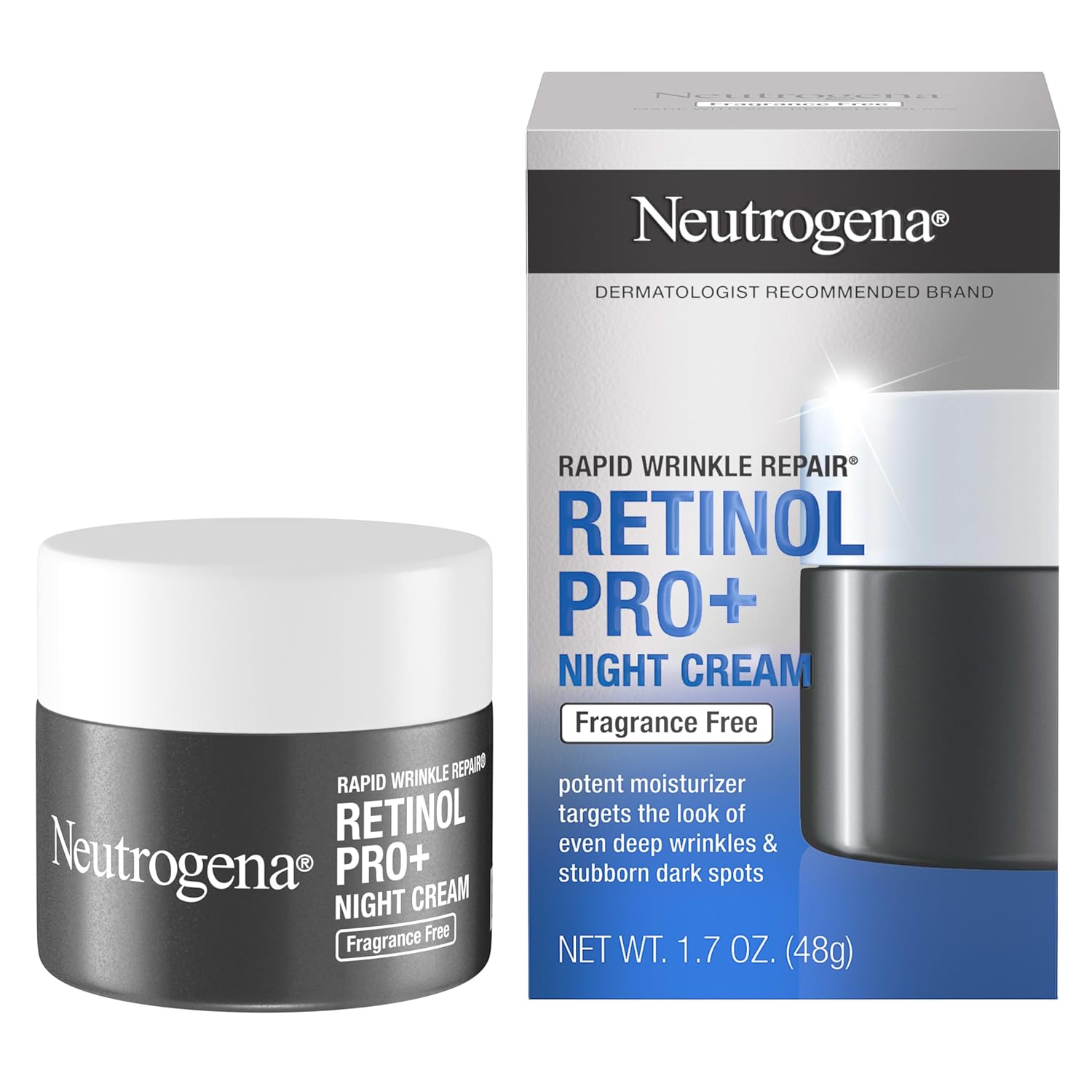 Neutrogena Retinol Pro+ Anti-Wrinkle Night Moisturizer, Rapid Wrinkle Repair, Anti-Aging Face & Neck Cream, Formulated without fragrance, parabens, dyes, & phthalates, Retinol, 1.7 oz image 3