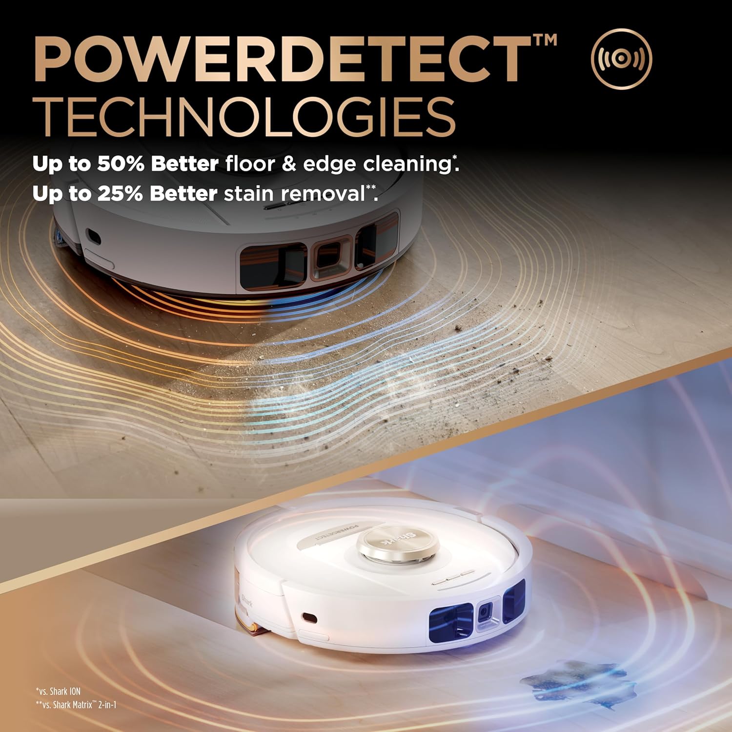 Shark Robot Vacuum & Mop Combo, PowerDetect NeverTouch Pro,Self-Emptying,Self-Refill with Self-Clean Pad Wash & Dry, 60-Day Debris Capacity,30-Day Refill Tank, 5PowerDetect Technologies,White,AV2800ZE image 5