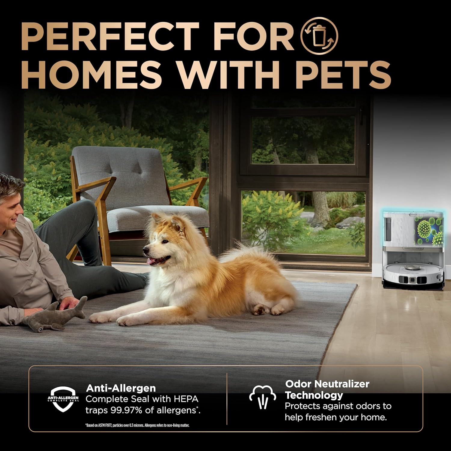 Shark Robot Vacuum & Mop Combo, PowerDetect NeverTouch Pro,Self-Emptying,Self-Refill with Self-Clean Pad Wash & Dry, 60-Day Debris Capacity,30-Day Refill Tank, 5PowerDetect Technologies,White,AV2800ZE image 7