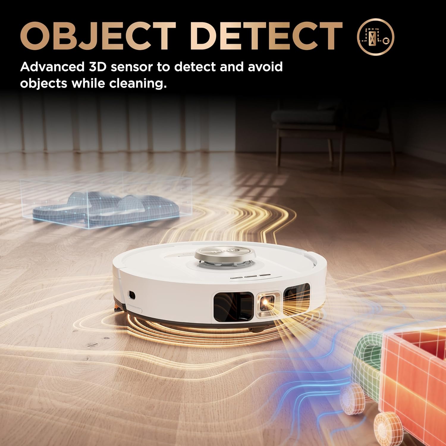 Shark Robot Vacuum & Mop Combo, PowerDetect NeverTouch Pro,Self-Emptying,Self-Refill with Self-Clean Pad Wash & Dry, 60-Day Debris Capacity,30-Day Refill Tank, 5PowerDetect Technologies,White,AV2800ZE image 11