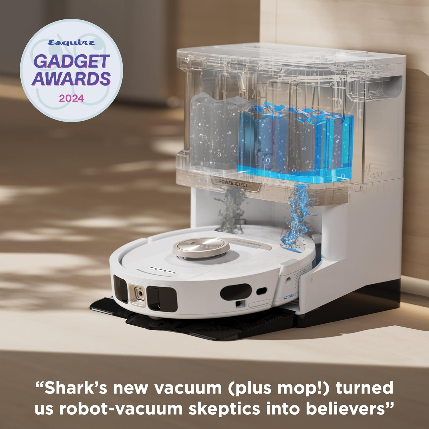 Shark Robot Vacuum & Mop Combo, PowerDetect NeverTouch Pro,Self-Emptying,Self-Refill with Self-Clean Pad Wash & Dry, 60-Day Debris Capacity,30-Day Refill Tank, 5PowerDetect Technologies,White,AV2800ZE image 13