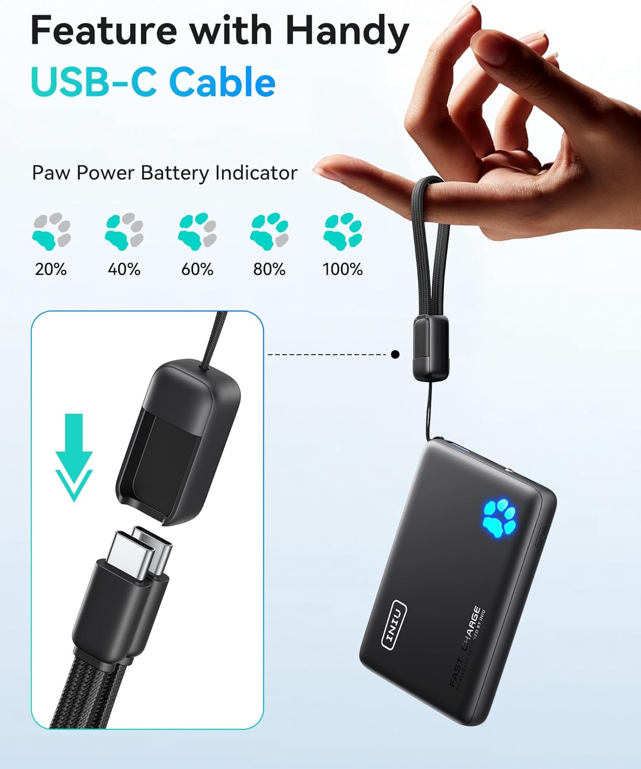 INIU Portable Charger, Lightest 10000mAh 45W PD Power Bank, USB C in&Out Fast Charging Battery Pack, External Phone Powerbank Compatible with iPhone 16 15 14 13 Samsung S22 S21 Google iPad etc image 8