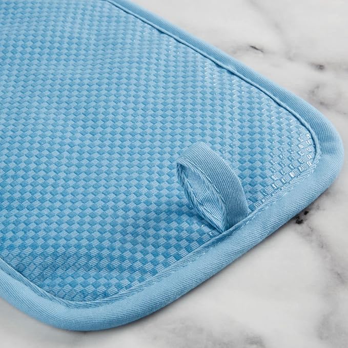 KitchenAid Gingham Pot Holder 2-Pack Set, Blue Velvet, 7"x10" image 4