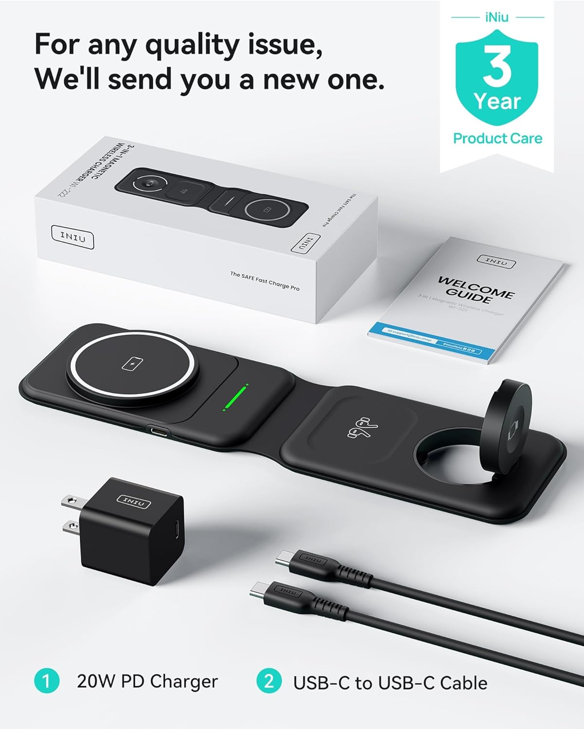 INIU 3 in 1 Charging Station Multiple Devices for Apple, 15W Magnetic Foldable Travel Wireless Charger for iPhone 16 pro max 15 14 13 12 Series, iWatch 10 9 8 SE/Ultra Series, AirPods 4 3 2 pro image 7