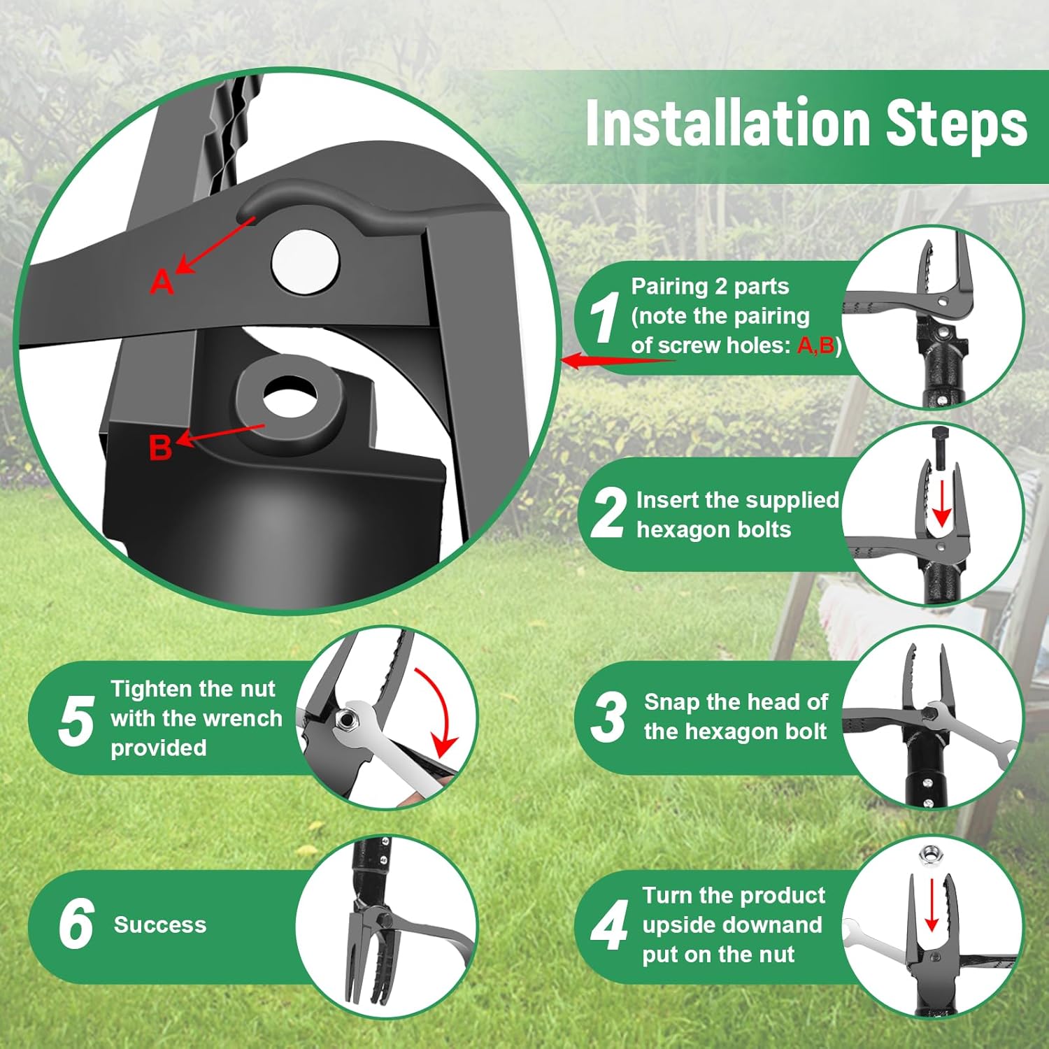 GOXAWEE Weed Puller Tool, 4-Claw Stand Up Weeder with Adjustable 46” Handle for Remove Weeds Without Bending, Pulling or Kneeling image 9