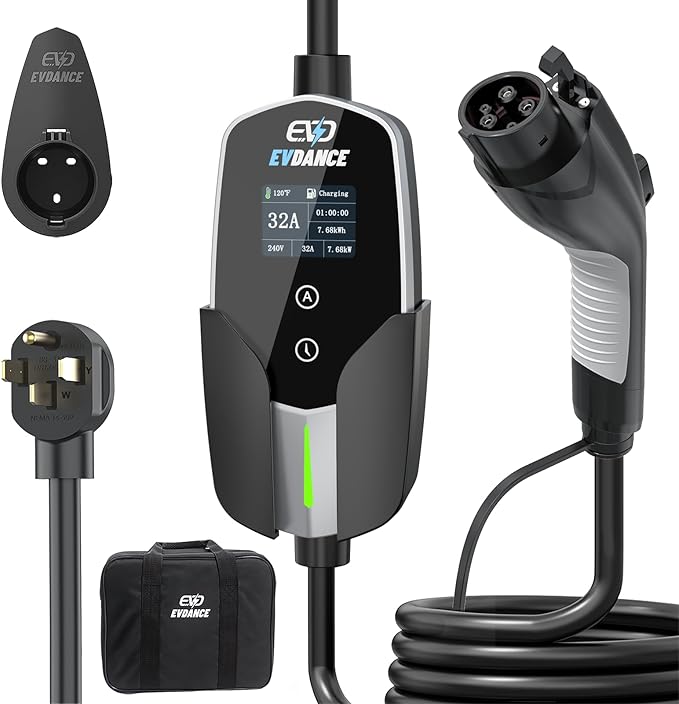 Level 2 EV Charger - Portable 32A EV Chargers NEMA 14-50 with 25ft Cable, Adjustable Current/Delay Charging for Electric Car Charger image 1