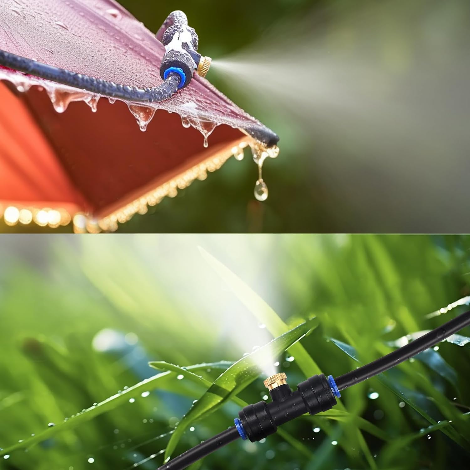 GOXAWEE Misting System, 75FT (23M) Misting Line + 28 Brass Mist Nozzles + Brass Adapter(3/4"), Misters for Outside Patio Cooling Outdoor Garden Greenhouse Trampoline for Waterpark image 4