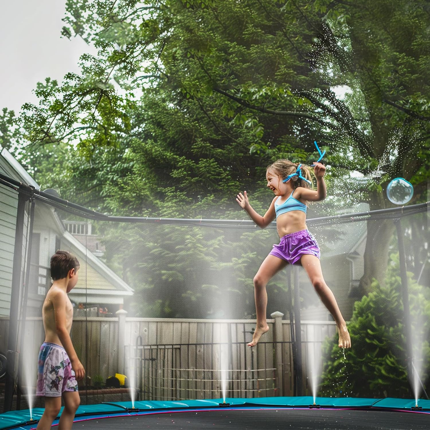 GOXAWEE Misting System, 75FT (23M) Misting Line + 28 Brass Mist Nozzles + Brass Adapter(3/4"), Misters for Outside Patio Cooling Outdoor Garden Greenhouse Trampoline for Waterpark image 6