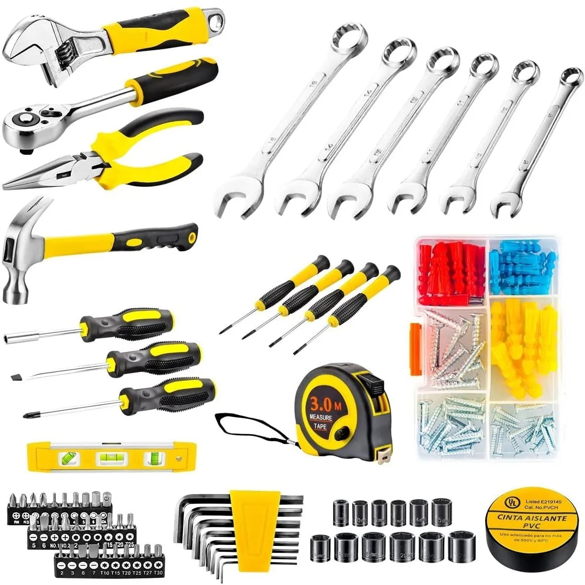 GOXAWEE 108-Piece Hand Tool Set, General Household Tool Kit with Plastic Storage Toolbox for Home Car Repair and DIY, G5239 image 3