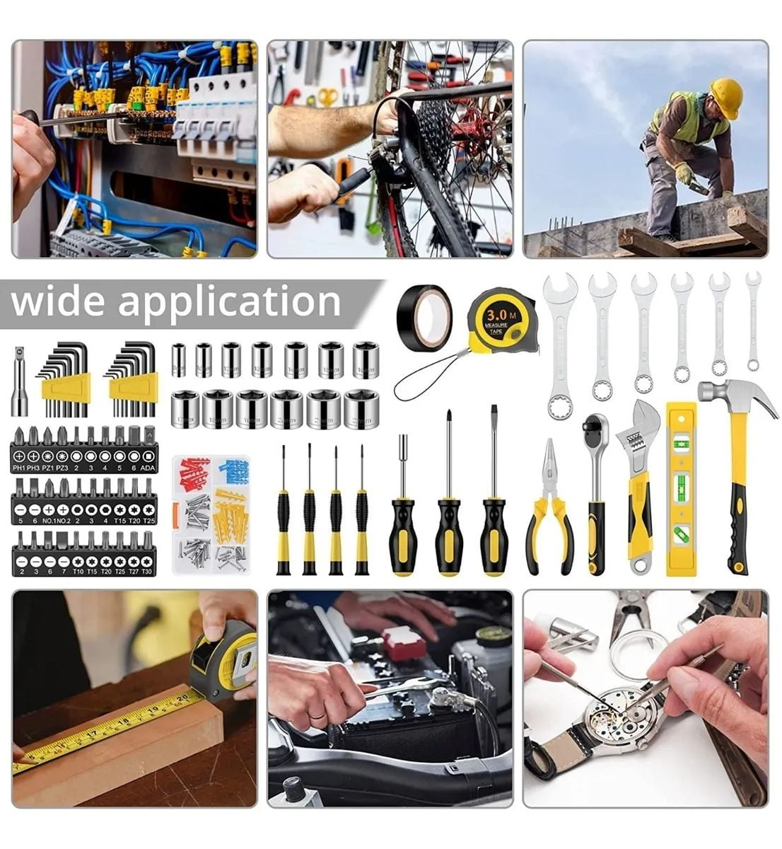 GOXAWEE 108-Piece Hand Tool Set, General Household Tool Kit with Plastic Storage Toolbox for Home Car Repair and DIY, G5239 image 9