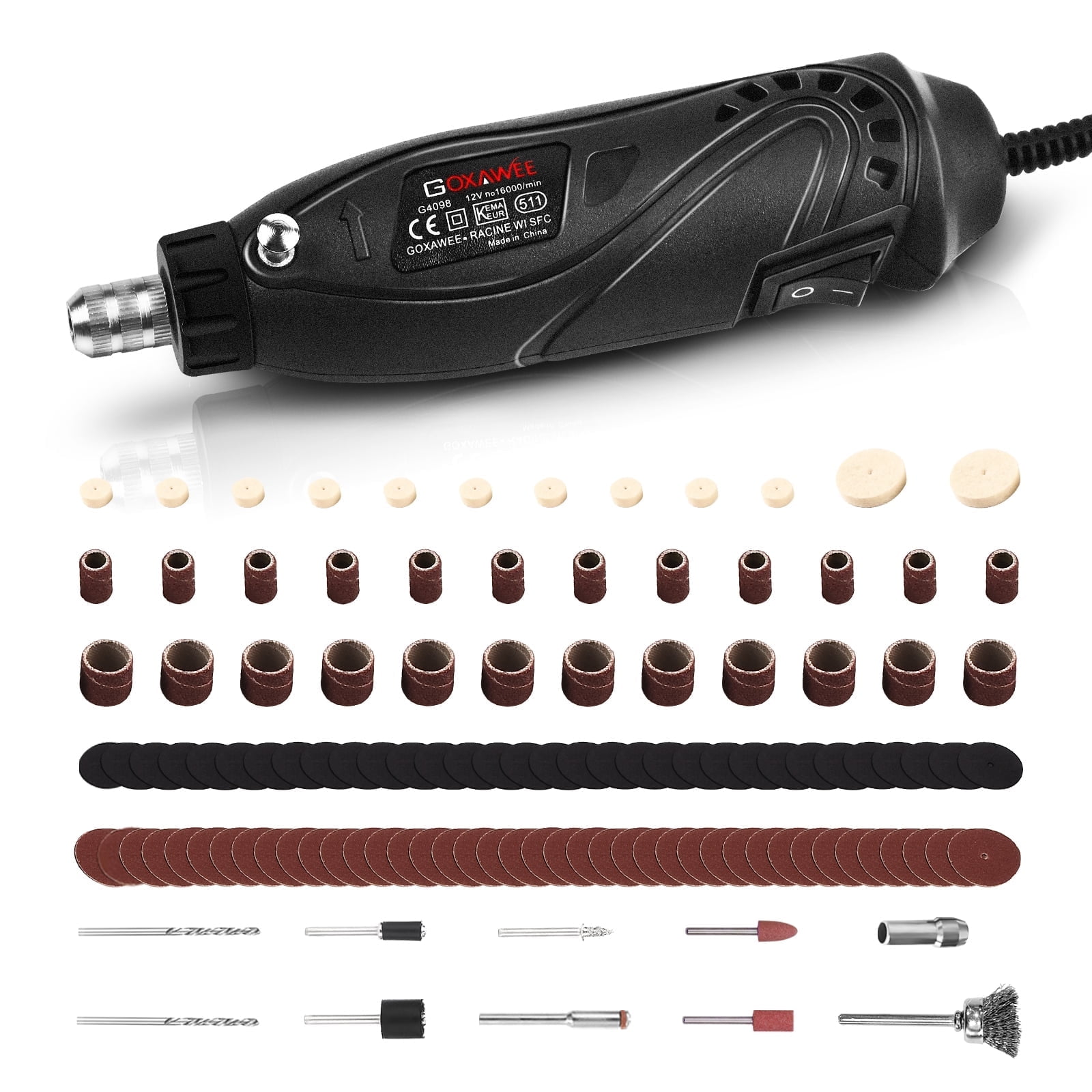 GOXAWEE 18W Mini Corded Rotary Tool with 115 Pcs Accessories for DREMEL image 1