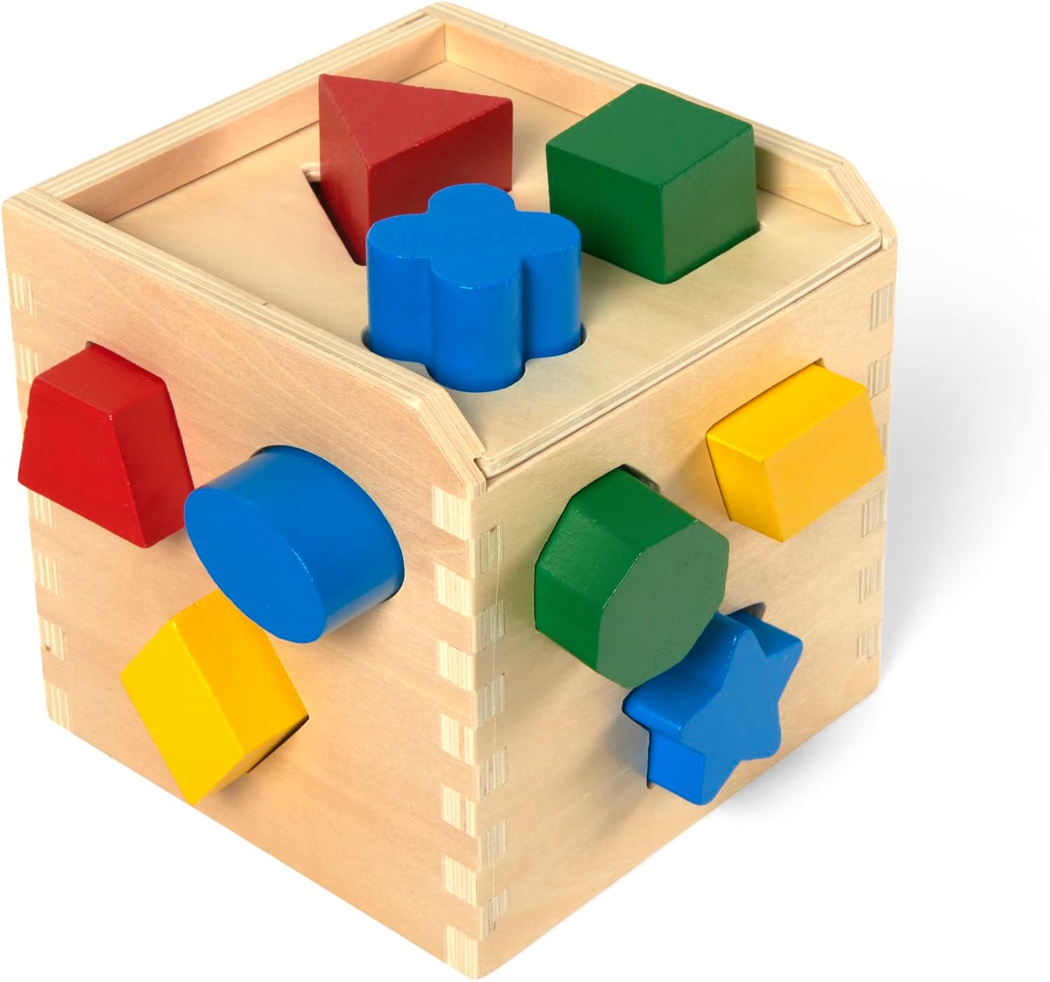 Melissa & Doug Shape Sorting Cube - Classic Wooden Toy With 12 Shapes Classic Kids Toys, Wooden Toddler Toys, Shape Sorter For Toddlers Ages 2+ image 4