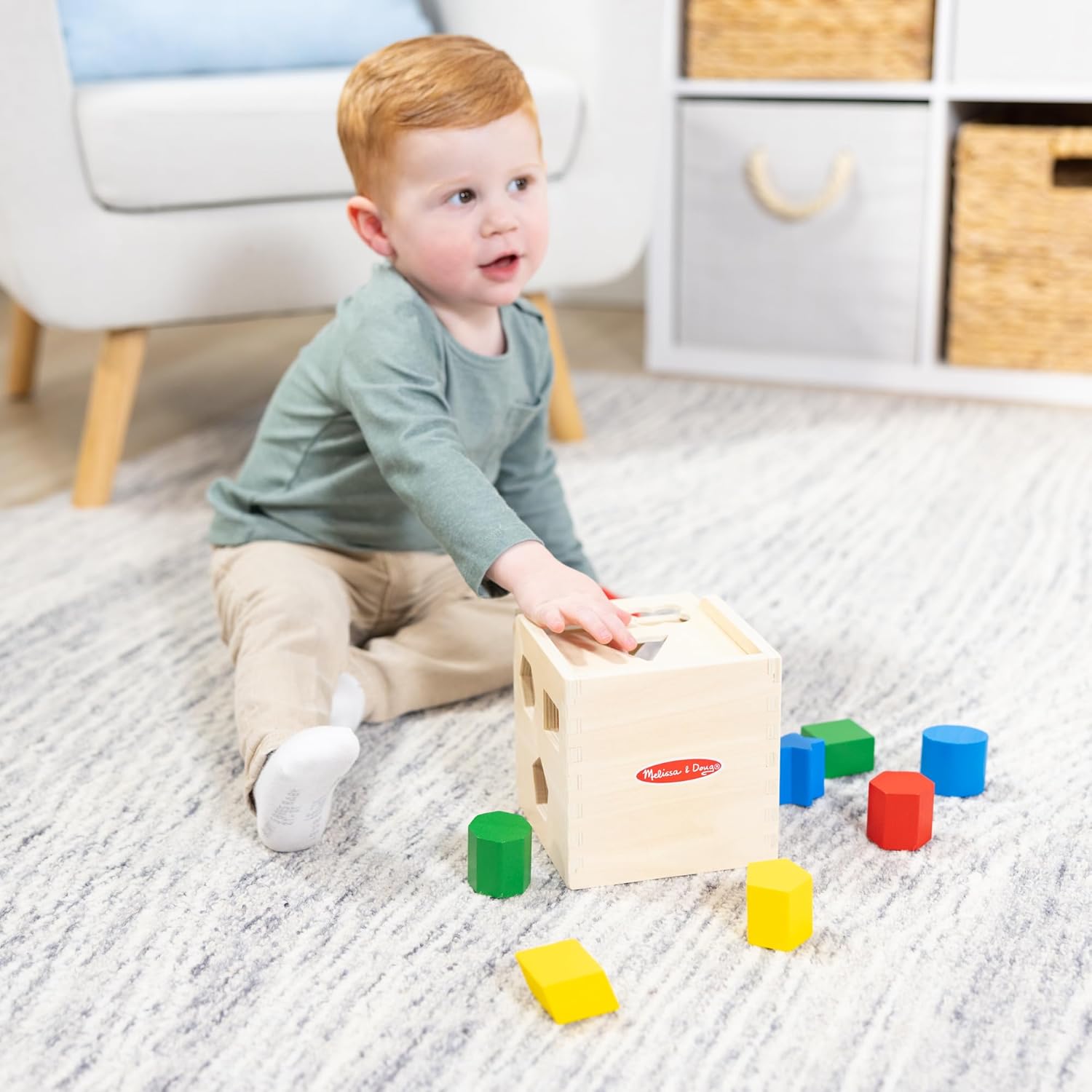 Melissa & Doug Shape Sorting Cube - Classic Wooden Toy With 12 Shapes Classic Kids Toys, Wooden Toddler Toys, Shape Sorter For Toddlers Ages 2+ image 6