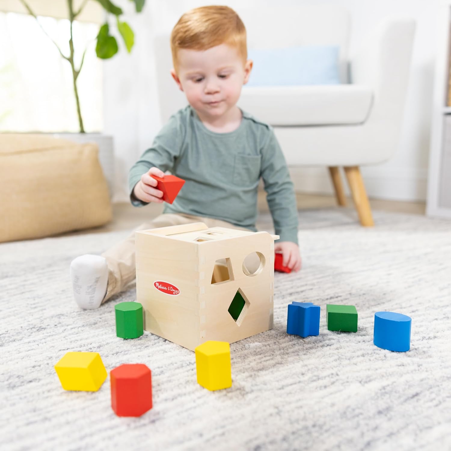 Melissa & Doug Shape Sorting Cube - Classic Wooden Toy With 12 Shapes Classic Kids Toys, Wooden Toddler Toys, Shape Sorter For Toddlers Ages 2+ image 7