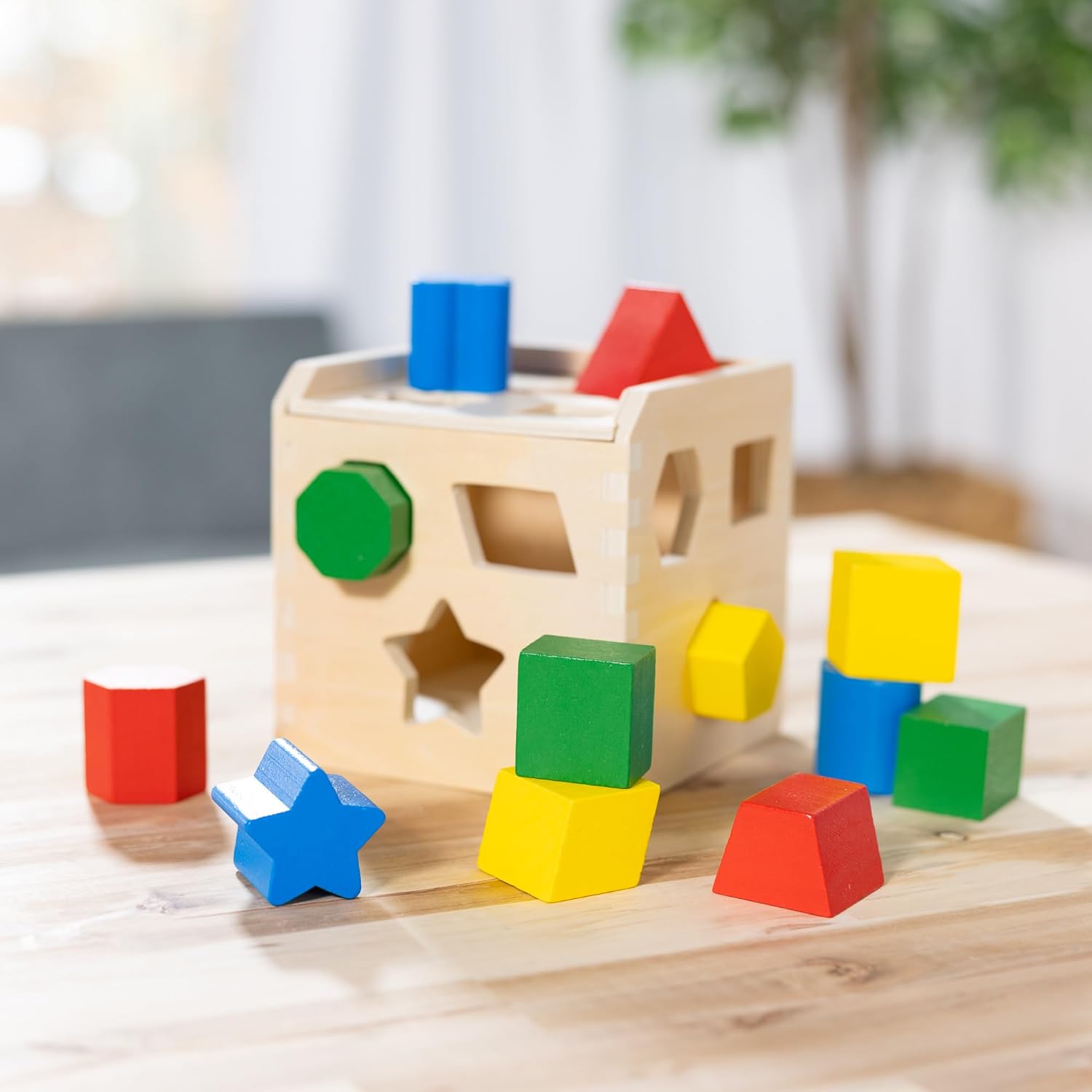 Melissa & Doug Shape Sorting Cube - Classic Wooden Toy With 12 Shapes Classic Kids Toys, Wooden Toddler Toys, Shape Sorter For Toddlers Ages 2+ image 9
