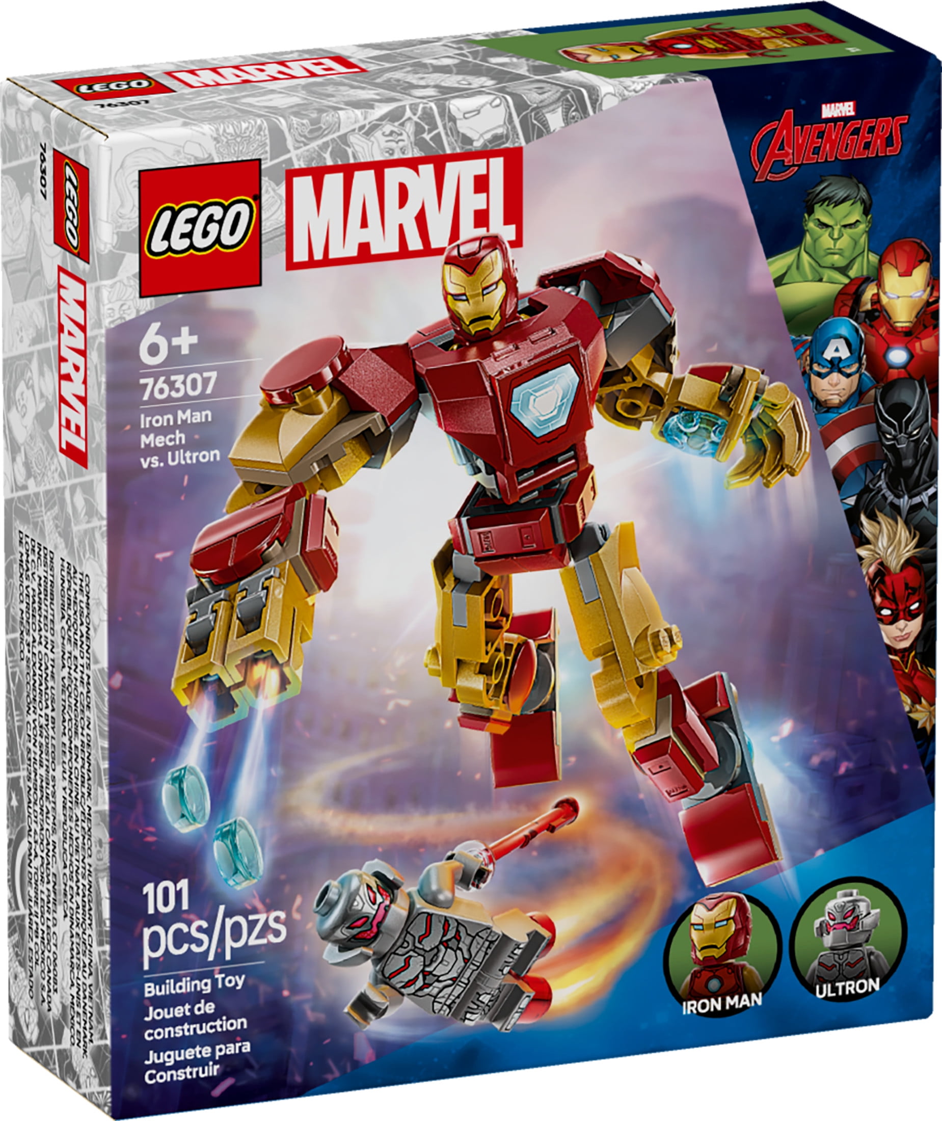 LEGO Marvel Iron Man Mech vs. Ultron Building Toy Set - Iron Man Toy for Kids, Boys and Girls, Ages 6+ - Buildable Action Figure - Superhero Gift for Birthday - 76307 image 2