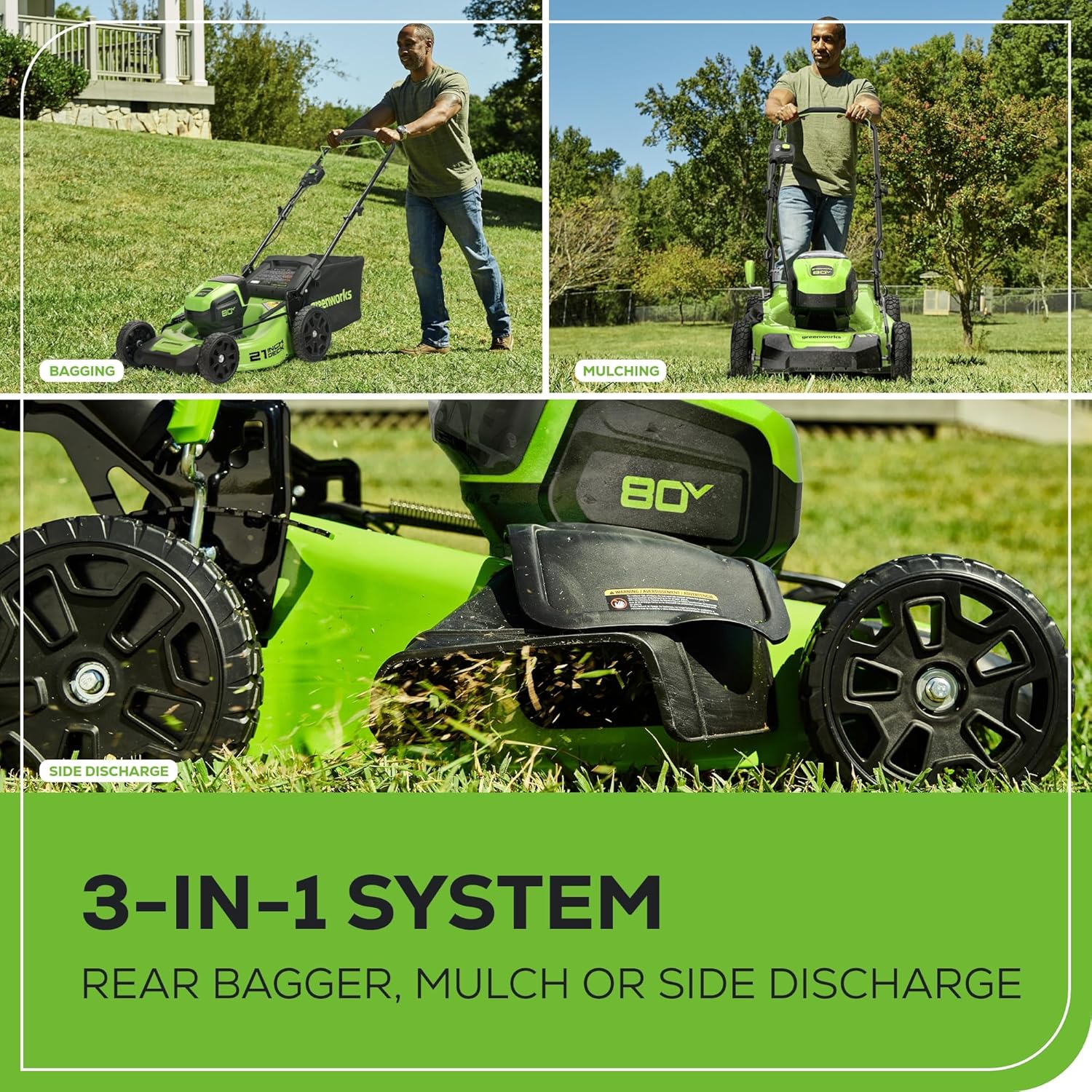 Greenworks 80V 21” Brushless (Push) Cordless Electric Lawn Mower + (500 CFM) Axial Leaf Blower (75+ Compatible Tools), (2) 2.0Ah Batteries and 30 Minute Rapid Charger image 8