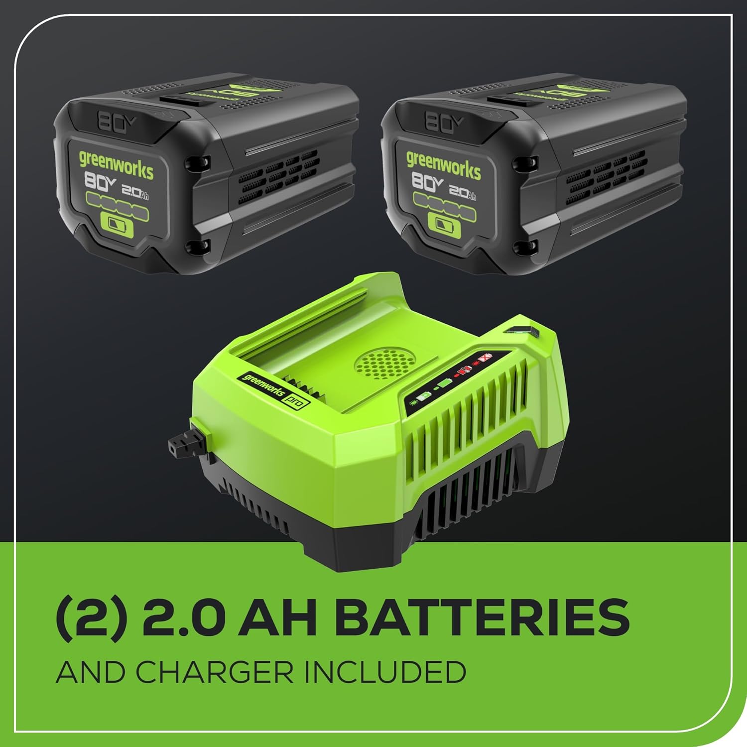 Greenworks 80V 21” Brushless (Push) Cordless Electric Lawn Mower + (500 CFM) Axial Leaf Blower (75+ Compatible Tools), (2) 2.0Ah Batteries and 30 Minute Rapid Charger image 11