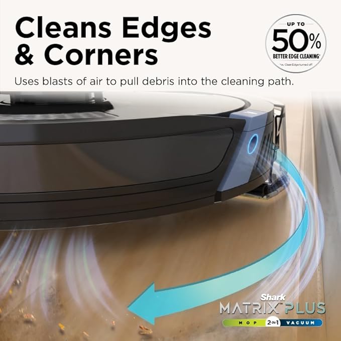 Shark Matrix Plus 2in1 Robot Vacuum & Mop with Sonic Mopping, Matrix Clean, Home Mapping, HEPA Bagless Self Empty Base, CleanEdge, for Pet Hair, WiFi, Black/Brass, AV2620WA image 5