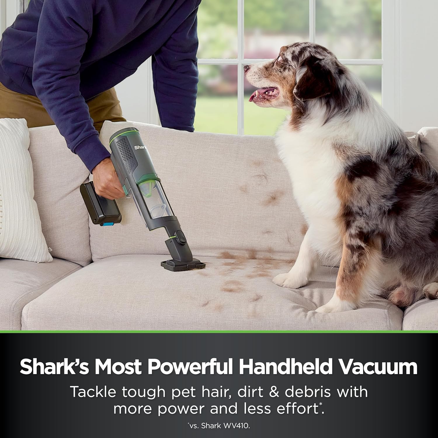 Shark PowerBoost Cordless 2-in-1 Car/Home Handheld PowerVac, Powerful Suction, 40 Minute Runtime, Portable, 3 Cleaning Modes, LED Screen, Furfins Tool, Duster Crevice Tool, Charcoal, BH102 image 4
