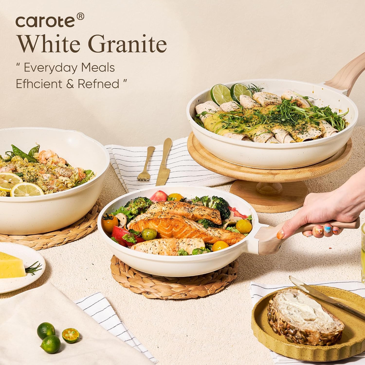 CAROTE 14 Pcs Pots and Pans Set Nonstick,Cookware Set Kitchen Cooking Set with Utensil and Pan Protectors image 9
