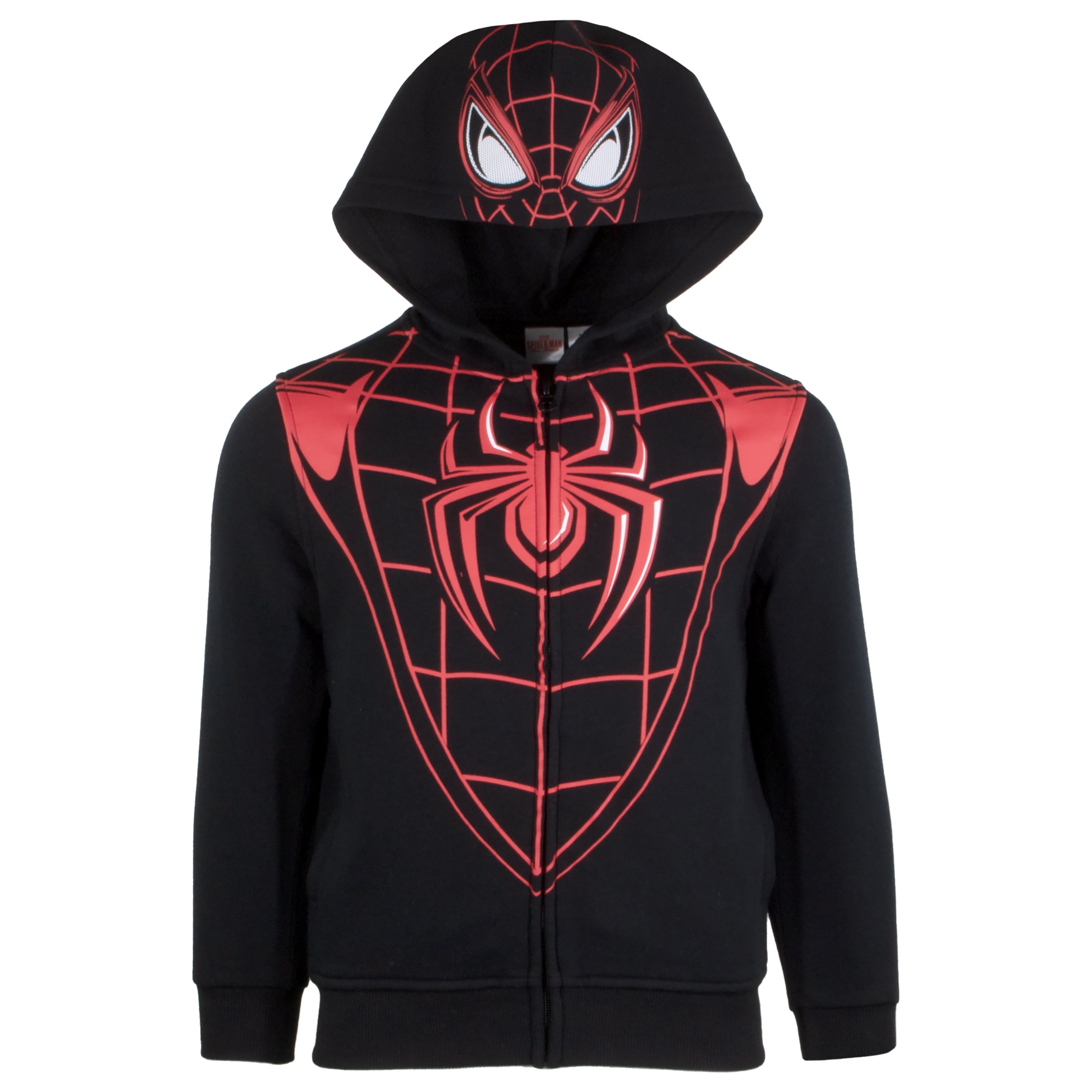 Marvel Avengers Boys Zip-Up Hooded Cosplay Sweatshirt, Black Panther, Hulk, or Miles Morales Spider-Man (Miles Morales, Size 14/16) image 1