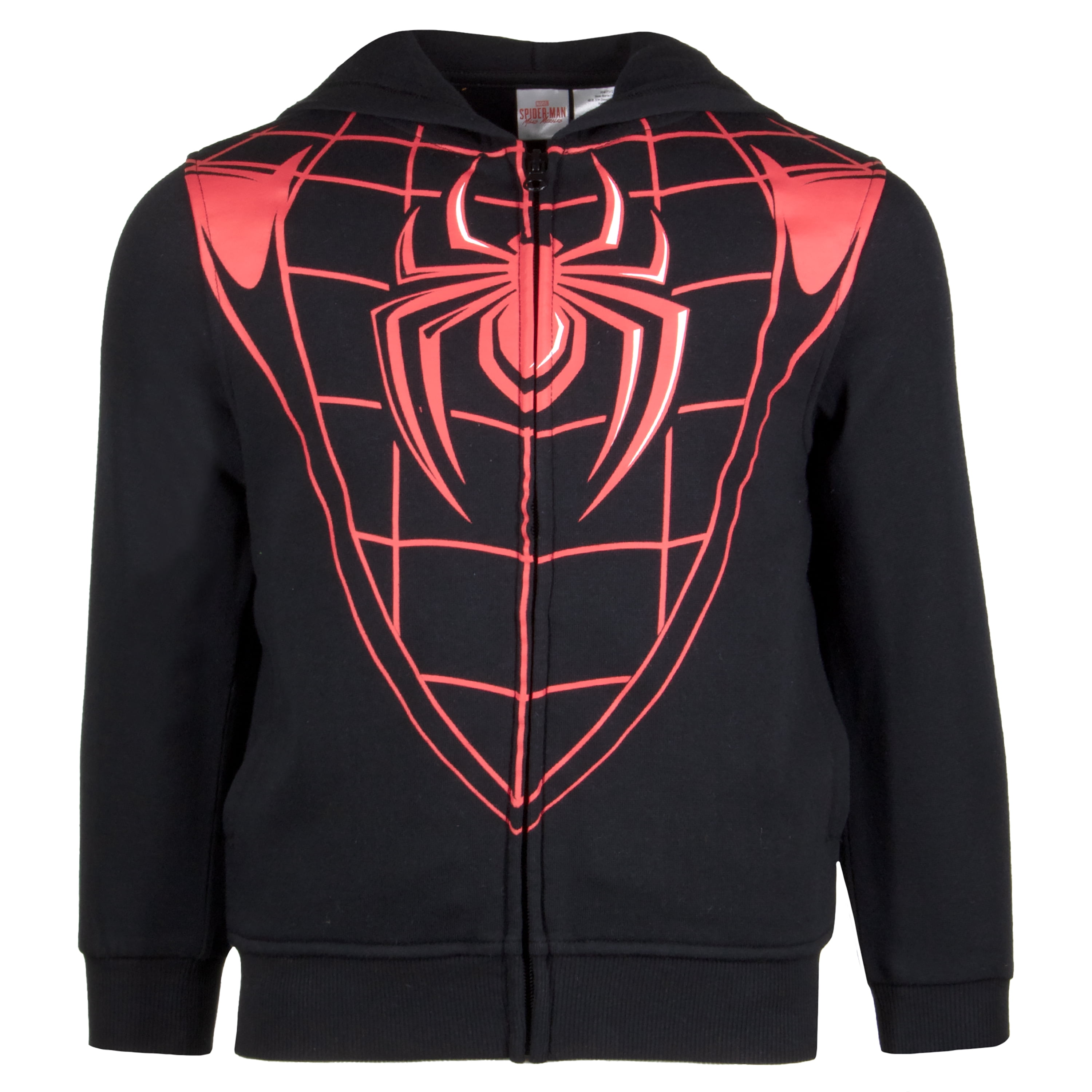 Marvel Avengers Boys Zip-Up Hooded Cosplay Sweatshirt, Black Panther, Hulk, or Miles Morales Spider-Man (Miles Morales, Size 14/16) image 2