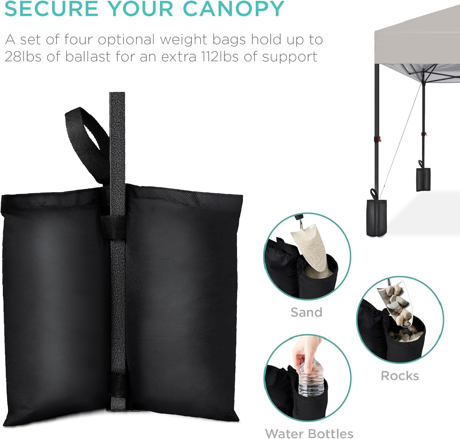 Best Choice Products 10x10ft 1-Person Setup Pop Up Canopy Tent Instant Portable Shelter w/ 1-Button Push, Case, 4 Weight Bags - Light Gray image 6