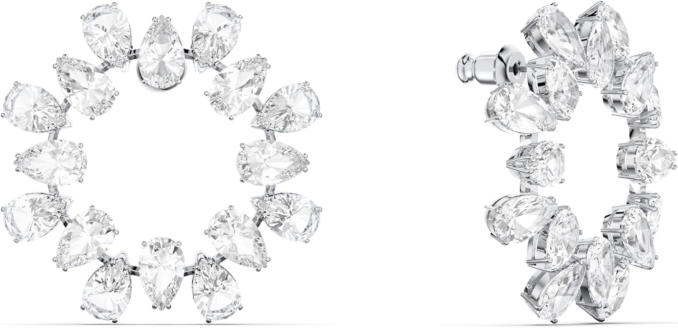 SWAROVSKI Matrix earrings, Circle, Clear, Rhodium Finish image 2