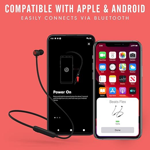 Beats Flex Wireless Earbuds - Apple W1 Headphone Chip, Magnetic Earphones, Class 1 Bluetooth, 12 Hours of Listening Time, Built-in Microphone - Black image 3