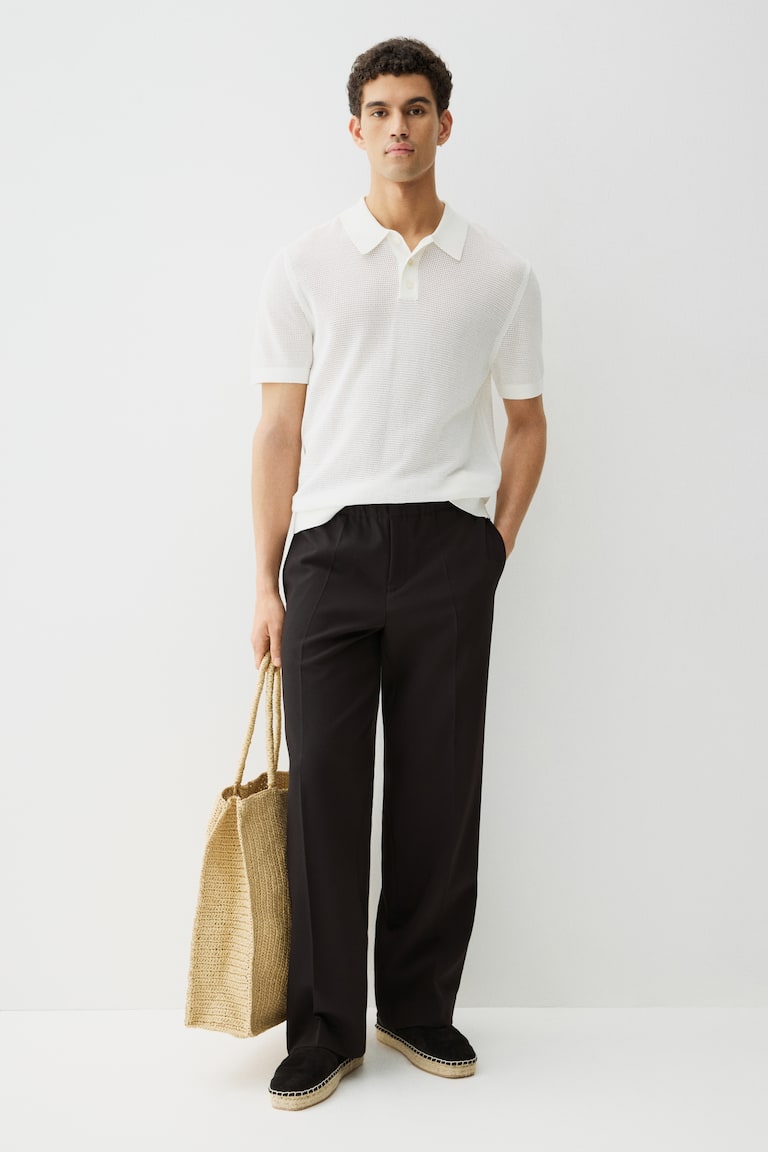 Regular-Fit Hole-Knit Polo Shirt image 2