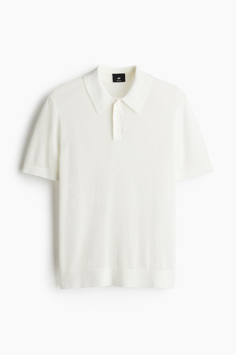 Regular-Fit Hole-Knit Polo Shirt image 6