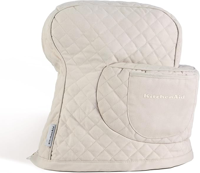 KITCHENAID Fitted Tilt-Head Stand Mixer Cover with Storage Pocket, Quilted 100% Cotton,14.4"x18"x10", Milkshake image 1