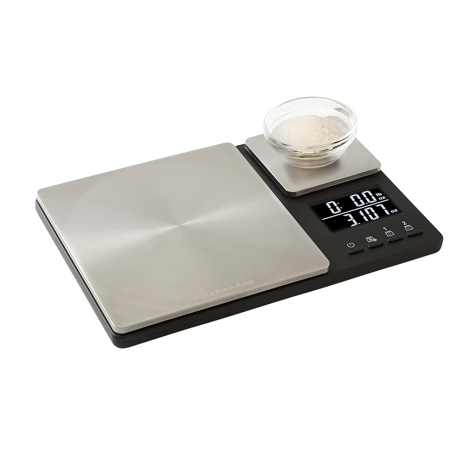 KitchenAid KQ909 Dual Platform Digital Kitchen and Food Scale, 11 pound capacity and Precision 16oz capacity, Black with Stainless Steel image 6