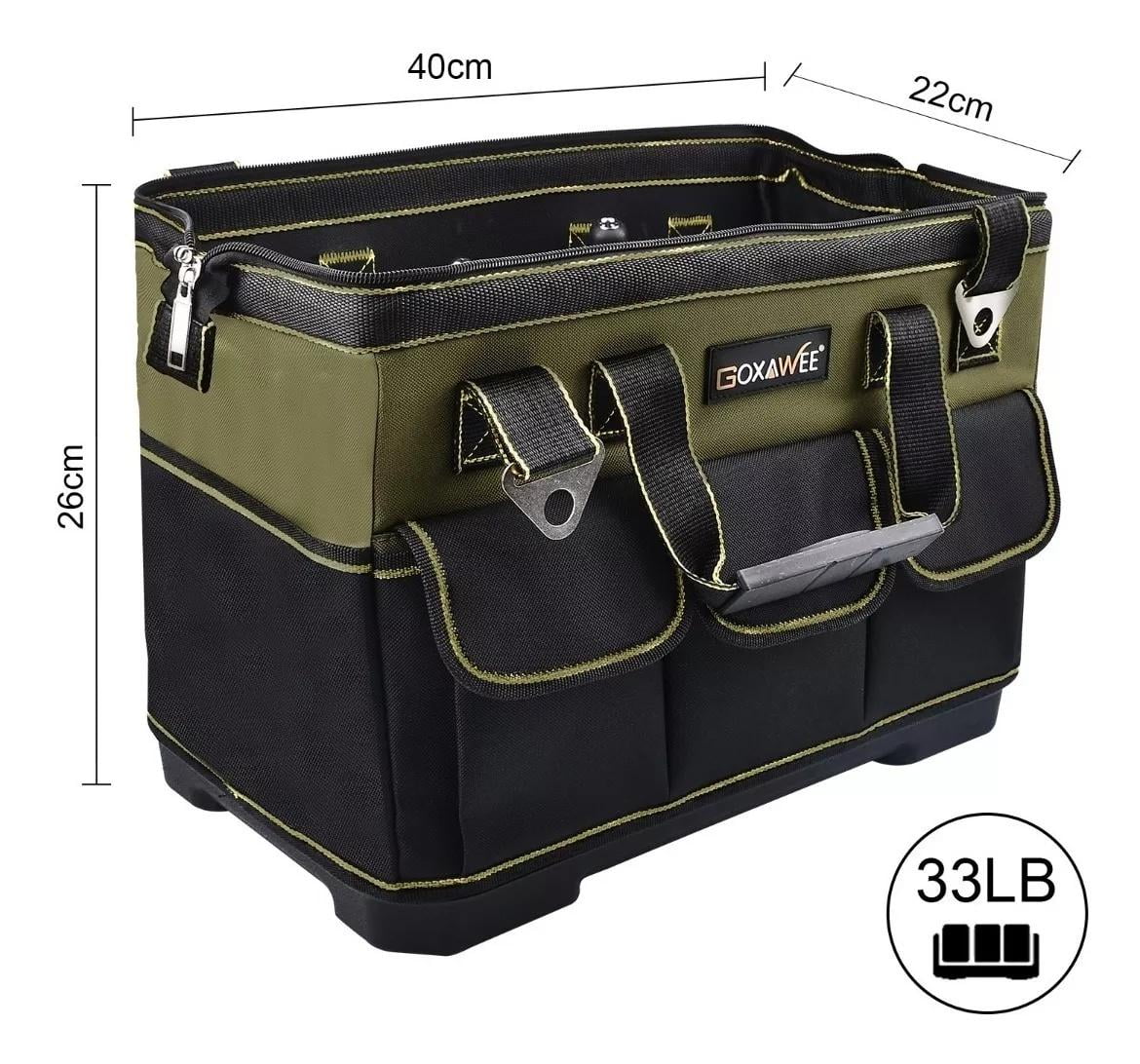 GOXAWEE 17-inch Tool Bag with 16 Pockets, Waterproof Oxford Canvas Hand Tool Storage Bag, Tool Kit Organizer Bag image 2