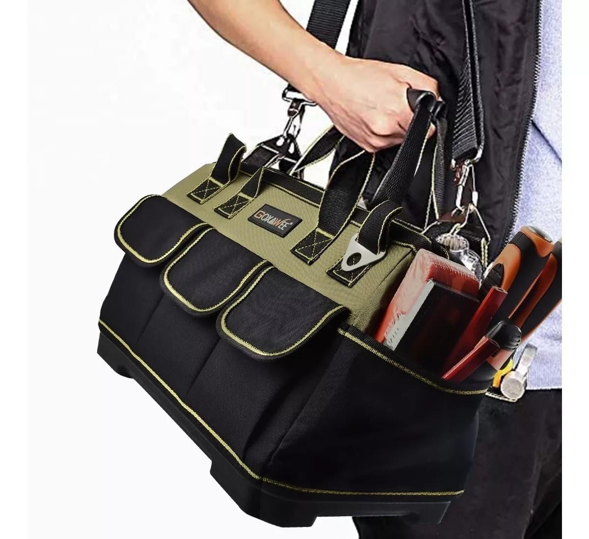 GOXAWEE 17-inch Tool Bag with 16 Pockets, Waterproof Oxford Canvas Hand Tool Storage Bag, Tool Kit Organizer Bag image 4