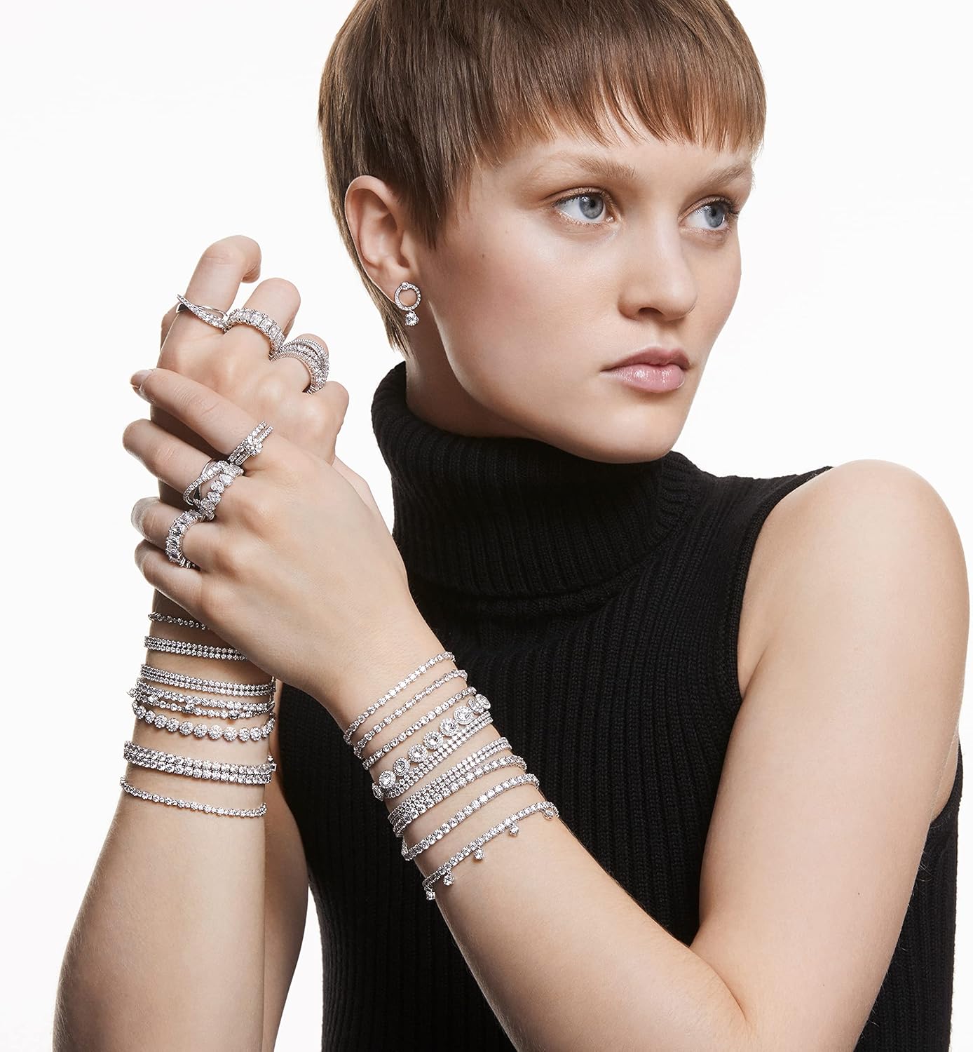 Swarovski Una Angelic Bracelet with White Crystals on a Rhodium Plated Setting image 6