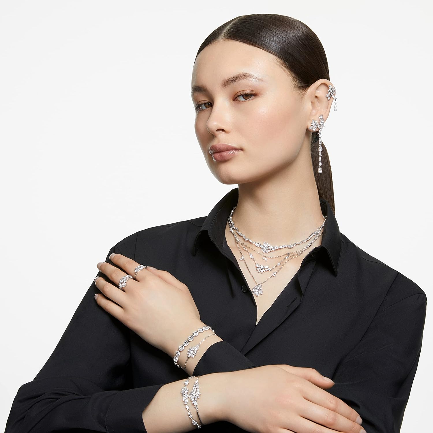 Swarovski Una Angelic Bracelet with White Crystals on a Rhodium Plated Setting image 7