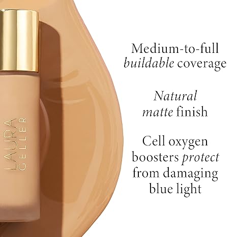  Click to see full view LAURA GELLER Double Take Liquid Foundation | Medium to Full Coverage, Natural Matte Finish, Medium image 2