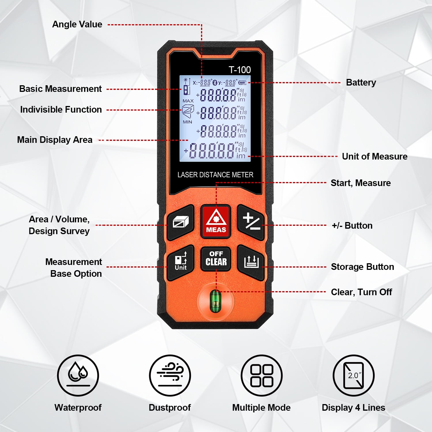 GOXAWEE Laser Measure, 328Ft Digital Laser Distance Meter with Bubble Levels image 8